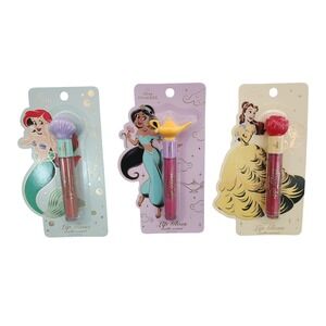 Disney Princess Lip Gloss Set Ariel Jasmine Belle Vanilla Scented 3 Pack New